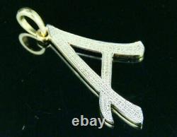 2Ct Round Simulated Moissanite Initial A Letter Pendant 14K Yellow Gold Plated