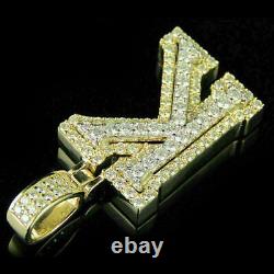 2Ct Round Simulated Moissanite Initial K Letter Pendant 14K Yellow Gold Plated