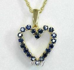 2ct Round Cut Simulated Sapphire Heart Pendent 14K Yellow Gold Plated Silver