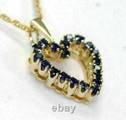 2ct Round Cut Simulated Sapphire Heart Pendent 14K Yellow Gold Plated Silver