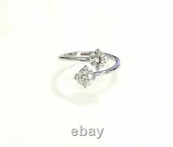 2ct Round Simulated Diamond 2 Stone ByPass Engagement Ring 14k White Gold Plated
