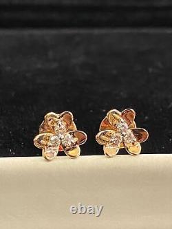 3.00 Ct Heart Simulated Diamond Wedding Flower Stud Earrings Yellow Gold plated