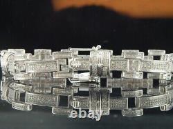 3.00 Ctw Round Real Moissanite 14K White Gold Plated Tennis Link Bracelet 8.25