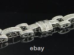 3.00 Ctw Round Real Moissanite 14K White Gold Plated Tennis Link Bracelet 8.25