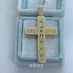 3.00Ct Baguette Cut Lab created Moissanite Cross Pendant 14K Yellow Gold Plated