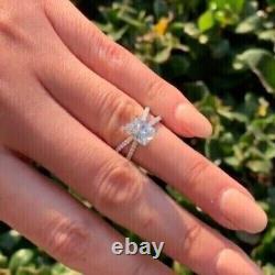 3.00Ct Emerald Cut Real Moissanite Solitaire Engagement Ring White Gold Plated