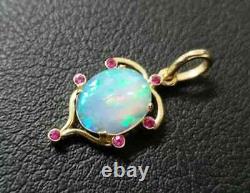 3.00Ct Oval Cut Natural Fire Opal Solitaire Pendant 14K Yellow Gold Plated