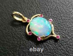 3.00Ct Oval Cut Natural Fire Opal Solitaire Pendant 14K Yellow Gold Plated