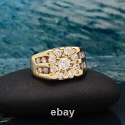 3.00Ct Round Created Diamond Men Wedding Engagement Ring 14K Yellow Gold Plated