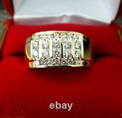 3.00Ct Round Cut Moissanite Men's Engagement Ring 14K Yellow Gold Plated Silver