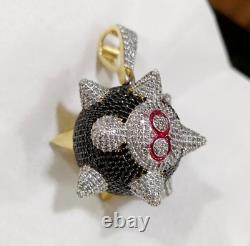 3.00Ct Round Cut Real Moissanite Spike Boll Pendant Yellow Gold Plated Silver