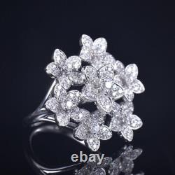3.00Ct Round Real Moissanite Flower Engagement 14K White Gold Silver Plated
