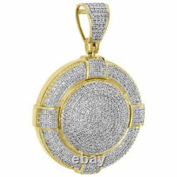 3.25 Ct Moissanite 10K Yellow Gold Plated Domed Medallion Pendant 1.55