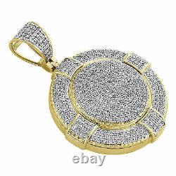 3.25 Ct Moissanite 10K Yellow Gold Plated Domed Medallion Pendant 1.55