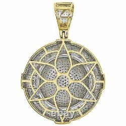 3.25 Ct Moissanite 10K Yellow Gold Plated Domed Medallion Pendant 1.55