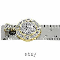 3.25 Ct Moissanite 10K Yellow Gold Plated Domed Medallion Pendant 1.55