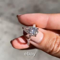 3.30 CTW Pear Cut D/VVS1 Moissanite Wedding Engagement Ring 14k Rose Gold Plated