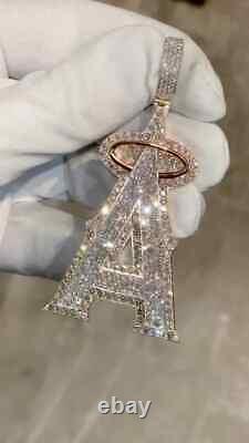 3.30CT Round Cut Diamond Customize Letter A Pendant In 14K Yellow Gold Plated