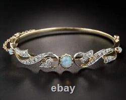 3.50 Ct Oval Cut Opal Lab Created Women's Bangle Bracelet 14K Yellow Gold Plated