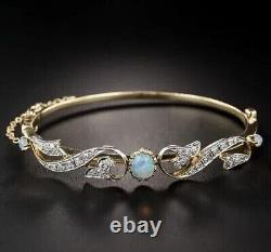 3.50 Ct Oval Cut Opal Lab Created Women's Bangle Bracelet 14K Yellow Gold Plated