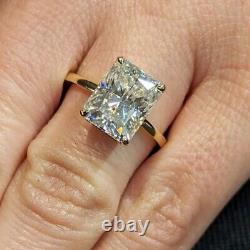 3.5CTW Radiant Cut Moissanite Hidden Halo Engagement Ring 14k Yellow Gold Plated