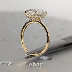 3.5CTW Radiant Cut Moissanite Hidden Halo Engagement Ring 14k Yellow Gold Plated