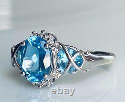 3.5ct Simulated Engagement Ring Oval Cut Topaz Art Deco White Gold Plated