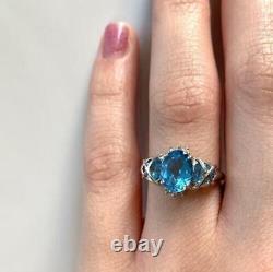 3.5ct Simulated Engagement Ring Oval Cut Topaz Art Deco White Gold Plated