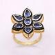3.85 Ctw Tanzanite Floral 14k Gold Plated 925 Sterling Silver Vintage Ring