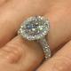 3.85ctw Oval Cut Moissanite 3-rows Pave Engagement Ring 14k White Gold Plated