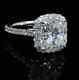 3 Ct Cushion Cut Moissanite Halo Wedding Engagement Rings 14k White Gold Plated