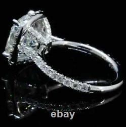 3 CT Cushion Cut Moissanite Halo Wedding Engagement Rings 14K White Gold Plated