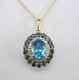 3 Ct Oval Cut Blue Topaz Lab-created Charm Pendant 14k Yellow Gold Plated