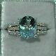 3 Ct Oval Cut Natural Aquamarine Solitaire Engagement Ring 14k White Gold Plated