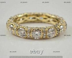 3 Ct Round Cut Moissanite Eternity Wedding Band Ring 14K Yellow Gold Plated