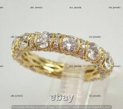 3 Ct Round Cut Moissanite Eternity Wedding Band Ring 14K Yellow Gold Plated