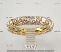 3 Ct Round Cut Moissanite Eternity Wedding Band Ring 14K Yellow Gold Plated