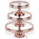 3-piece Rose Gold Plated Cake Stand Set Glass Top Wedding Party Cupcake Display