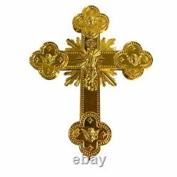 30 Blessing Cross Gold Plated Large Parade Cross Orthodox Jesus Crucifix 2Face