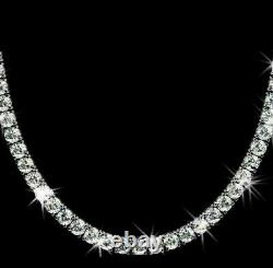 30 CTW Round Cut VVS1 Real Moissanite Tennis Necklace 14K White Gold Plated