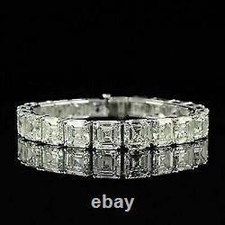 30 Ct Ascher Cut Lab Created Diamond 7.5 Tennis Bracelet 14K White Gold Plated