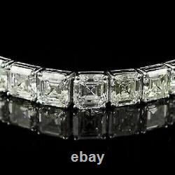 30 Ct Ascher Cut Lab Created Diamond 7.5 Tennis Bracelet 14K White Gold Plated