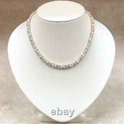 30CT Lab-Created Oval Cut Diamond Tennis Women's Necklace 14K Yellow Gold Plated