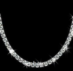 30Ct Round Cut Lab Created Diamond Tennis Women's Necklace 14K White Gold Plated