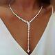 36ctw Lab Created Pear Cut Diamond 14k White Gold Plated Wedding Tennis Necklace