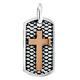 36mm Hardcore Metal Snake Skin Cross Pendant Dog Tag In 14k White And Pink Gold