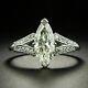 3ct Marquise Cut Real Moissanite Solitaire Engagement Ring White Gold Plated