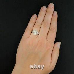 3CT Marquise Cut Real Moissanite Solitaire Engagement Ring White Gold Plated