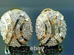 3Ct Baguette Cut Simulated Diamond Cluster Stud Earrings 14k Yellow Gold Plated