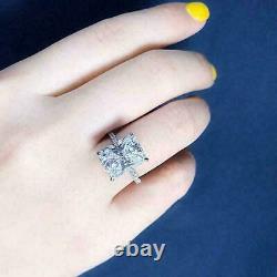 3Ct Emerald Cut Simulated Moissanite Engagement Ring 14K White Gold Plated